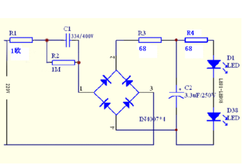 阻容降压220v/12v电路图