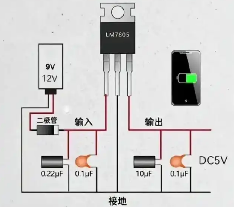 12v转5v降压芯片接线图